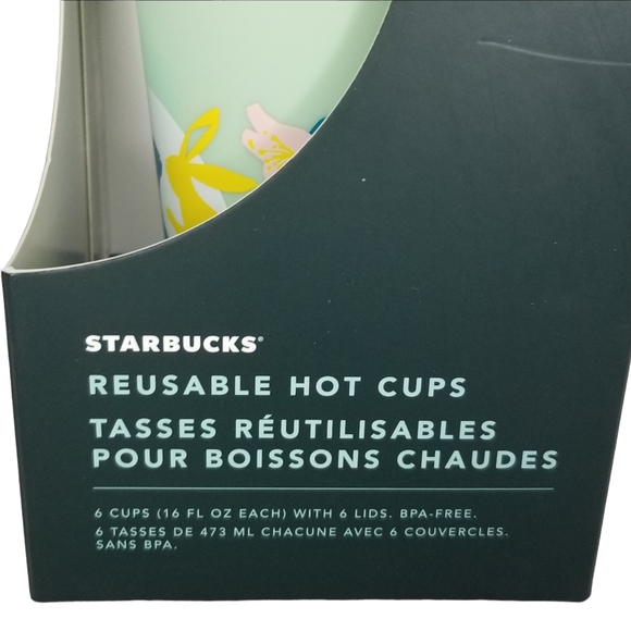 Starbucks Reusable Hot Cups 6 pack 16 ounces Spring Easter Bunny Rabbit NWT - Picture 7 of 13